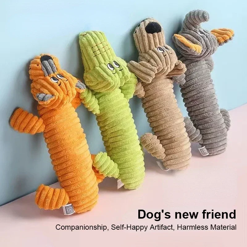 

Plush Dog Toy Animals Shape Bite Resistant Squeaky Toys Corduroy Dog Toys for Small Large Dogs Puppy Pet Supplies