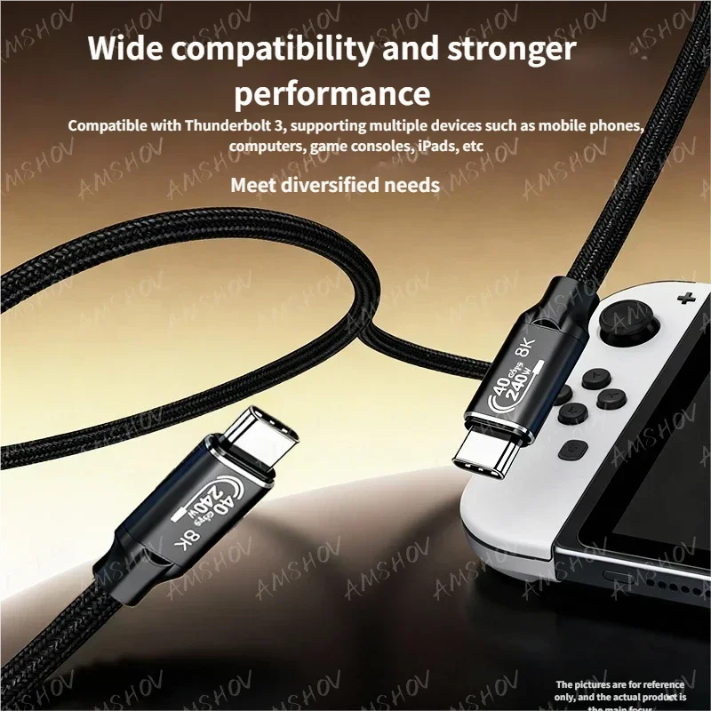 

USB4 Type C Cable 240W Fast Charging 40Gbps High Speed Data Cable 8K Video Output Cable Compatible with Thunderbolt 4/3 for Phon