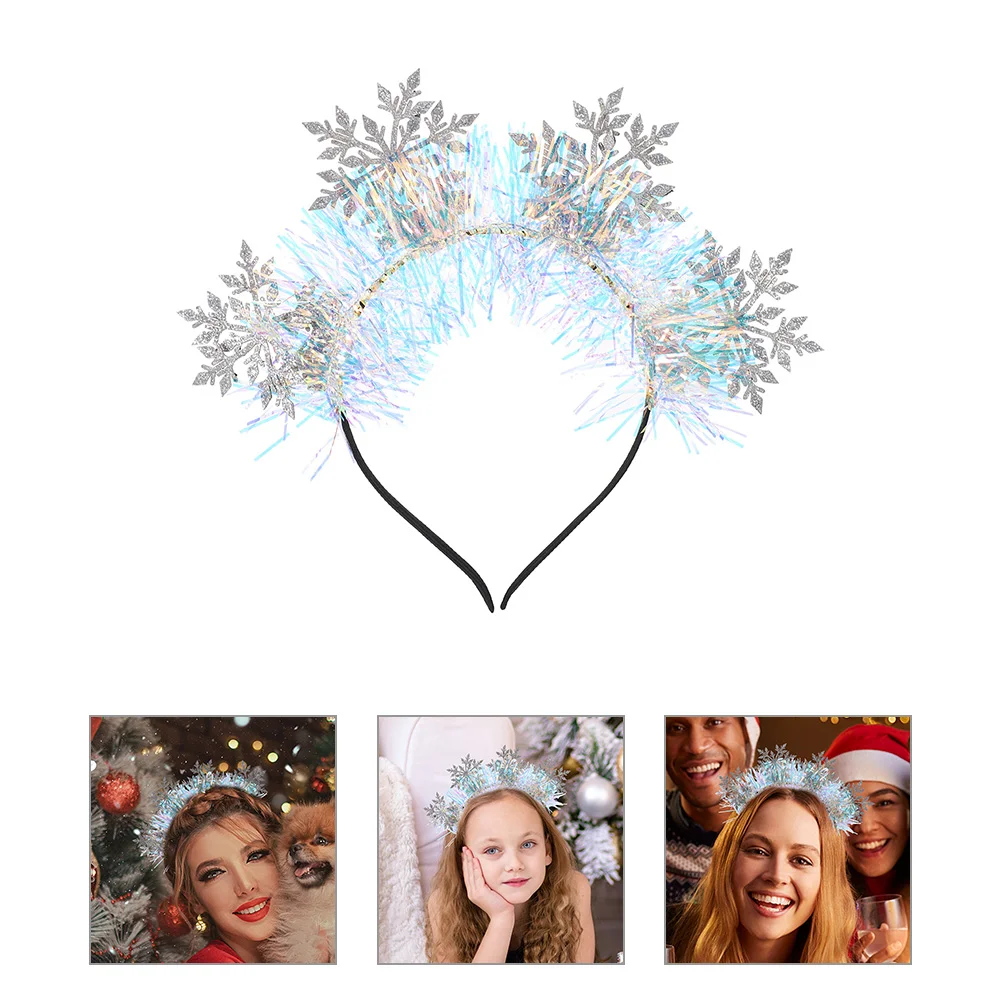 

3 Pcs Baby Headband Snowflake Christmas Hair Accessories Decorative Hairband Flash Snowflakes Silver Xmas Women's