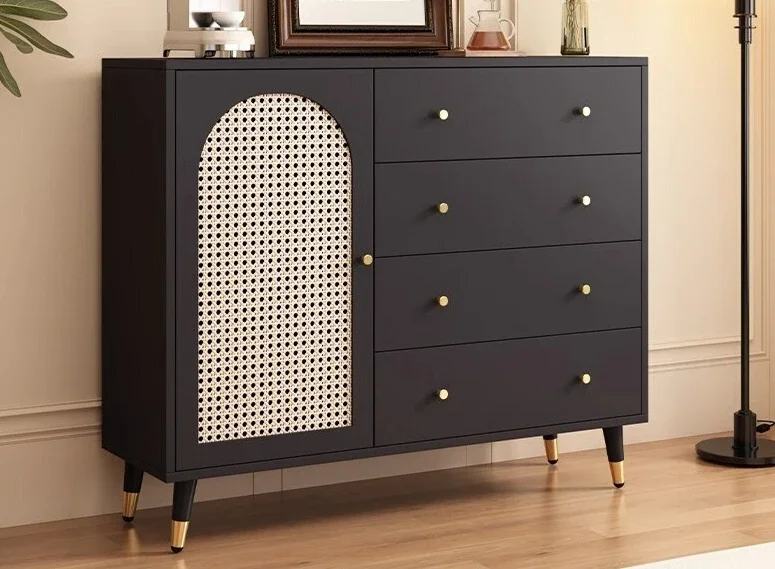 

Retro rattan chest cabinet dining side cabinet integrated French living room dining room against the wall multi-function