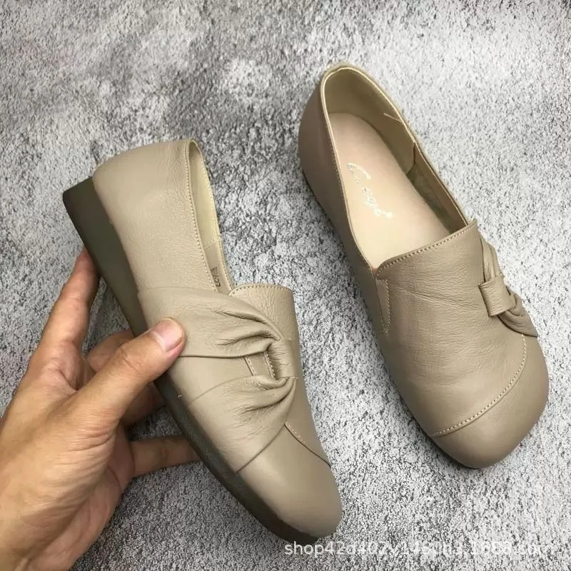 Damen Loafer Flache Schuhe Damen Komfort Rutschfeste Weiche Oxford Einfarbige Mutterschuhe Neue Mode Lederschuhe Frühling Sommer PU