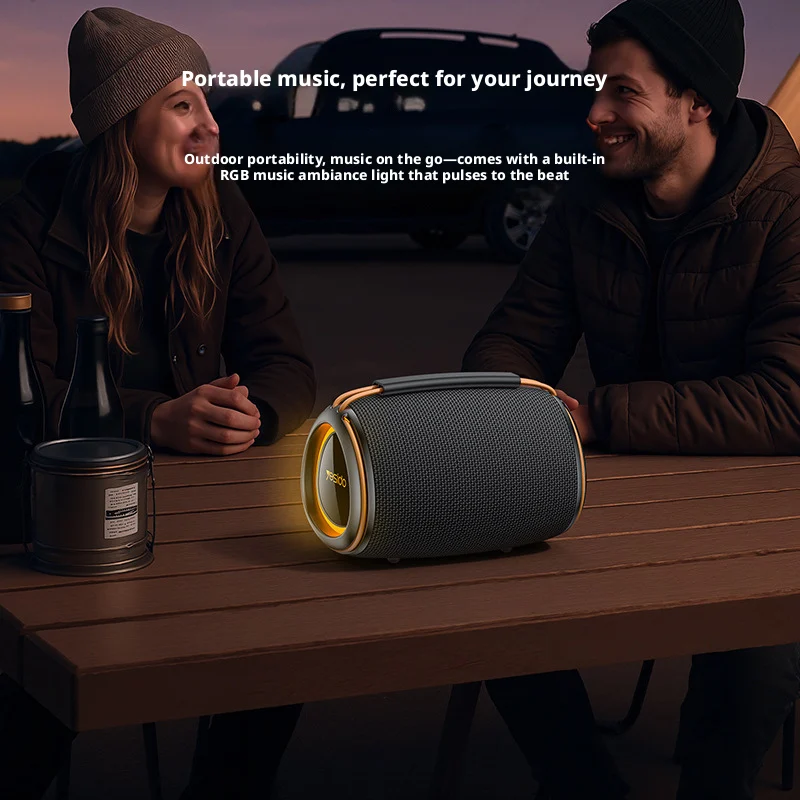 

20W Portable Bluetooth Speaker with RGB Light Waterproof Outdoor Speaker Stereo Bass Carry Strap for Camping Party
