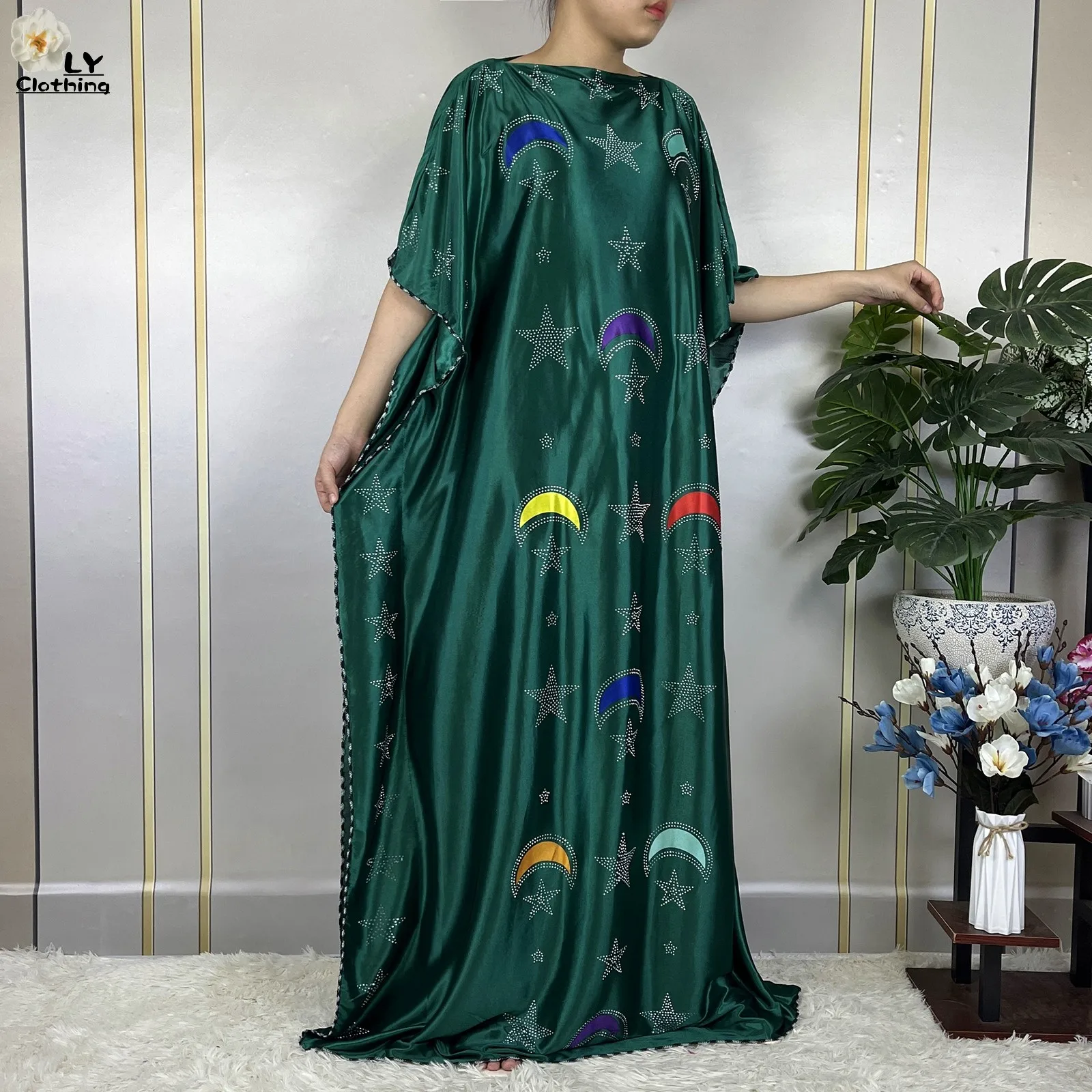 African Abaya Summer Short Sleeve Women Robe Dashiki 2023 New Dubai Women Soft Cotton Diamonds Dress Turkey Islamic Clothes