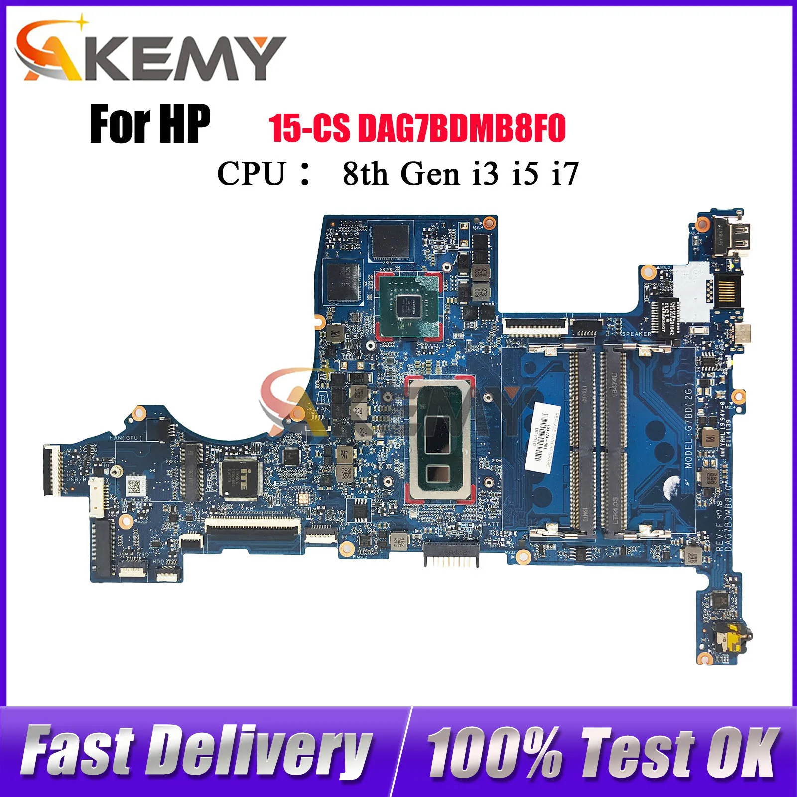 

DAG7BDMB8F0 For HP Pavilion 15-CS 15T-CS Laptop Motherboard With i3 i5 i7 8th Gen CPU MX150 2G L34174-601 L34174-001