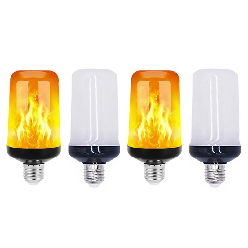 4PCS LED Flame Light Bulbs 4 Modes Flickering Light Bulbs  E27 Base Fire Flame Bulb  For Christmas Partys Porch Home Decor