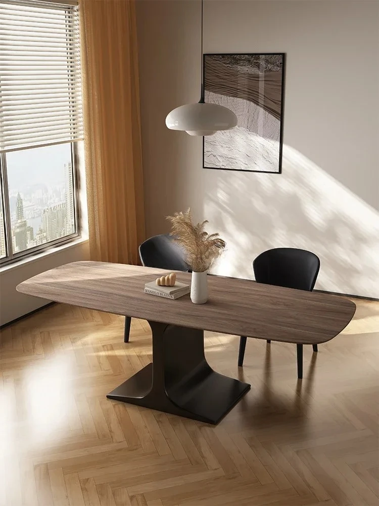North American black walnut dining table Nordic retro style creative solid wood rectangular desk workbench