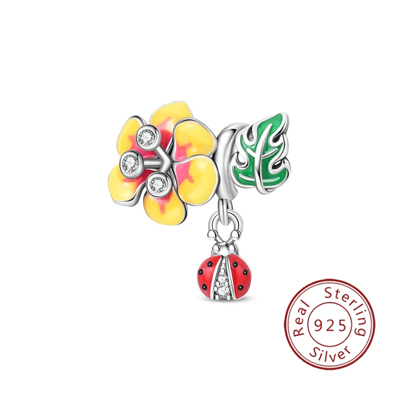 

Новые подвески-бусины из стерлингового серебра 925 пробы в виде цветка и божьей коровки, а также подвески-украшения в форме собаки-золотистого ретривера с воздушным шаром, подходят для оригинальных изделий.