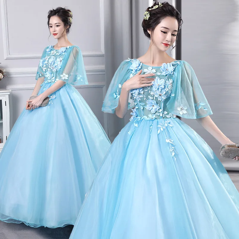 

026 New Colorful Wedding Dress Solo Female Art Exam Studio Costume Long Style Annual Party Performance Dress Puff Skirt