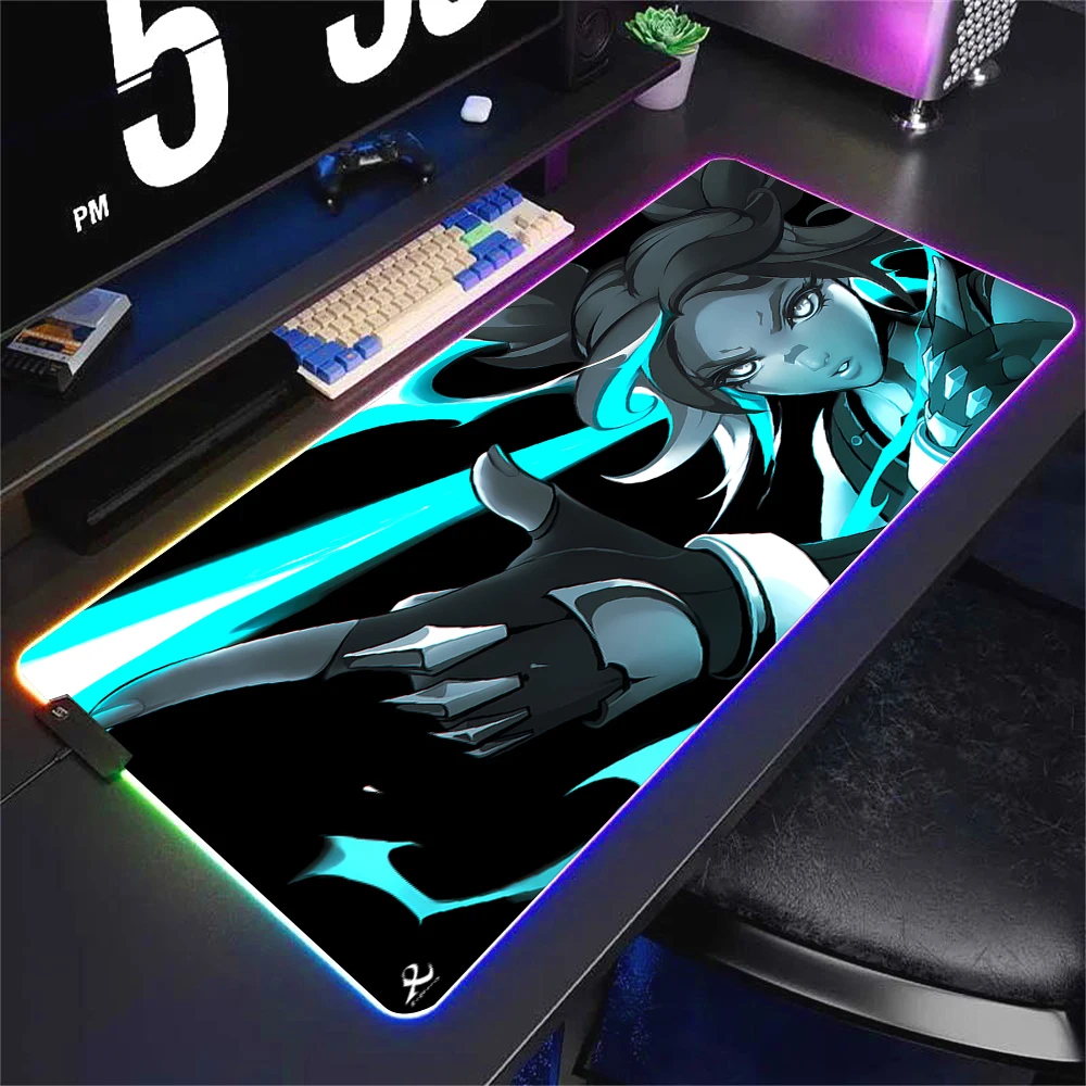 Large Game Valorant Rgb Mouse Pad LED Gaming Rubber Mousepad Keyboard Mat Reyna Sage Sova Killjoy Iso Xxl Desk Mat With Backlit