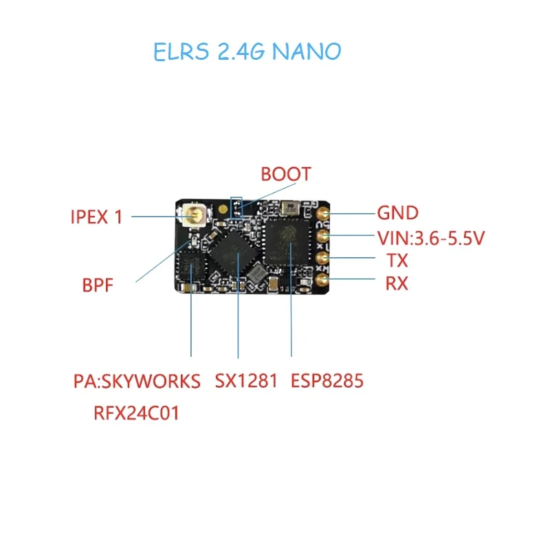 ELRS 2.4GHz NANO ExpressLRS Receiver With T