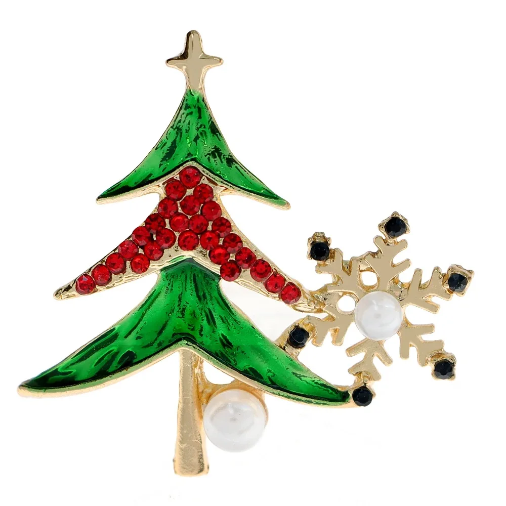 CINDY XIANG Rhinestone Christmas Tree Brooch Enamel Pin Winter Fashion Festivel Accessories Plant Jewelry New