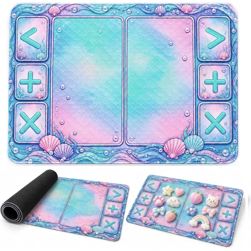 Blue watercolor mermaid stress-relieving toy trading pad, suitable for collectible exchanges, children's party games