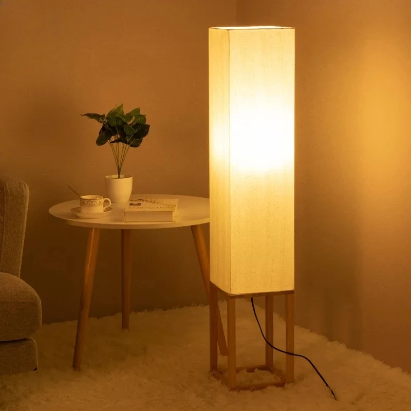 

Japanese Modern Minimalist Solid Wood Floor Lamp - Fabric Shade for Cozy Living Room Room Decoration Light Floor Lamp LED