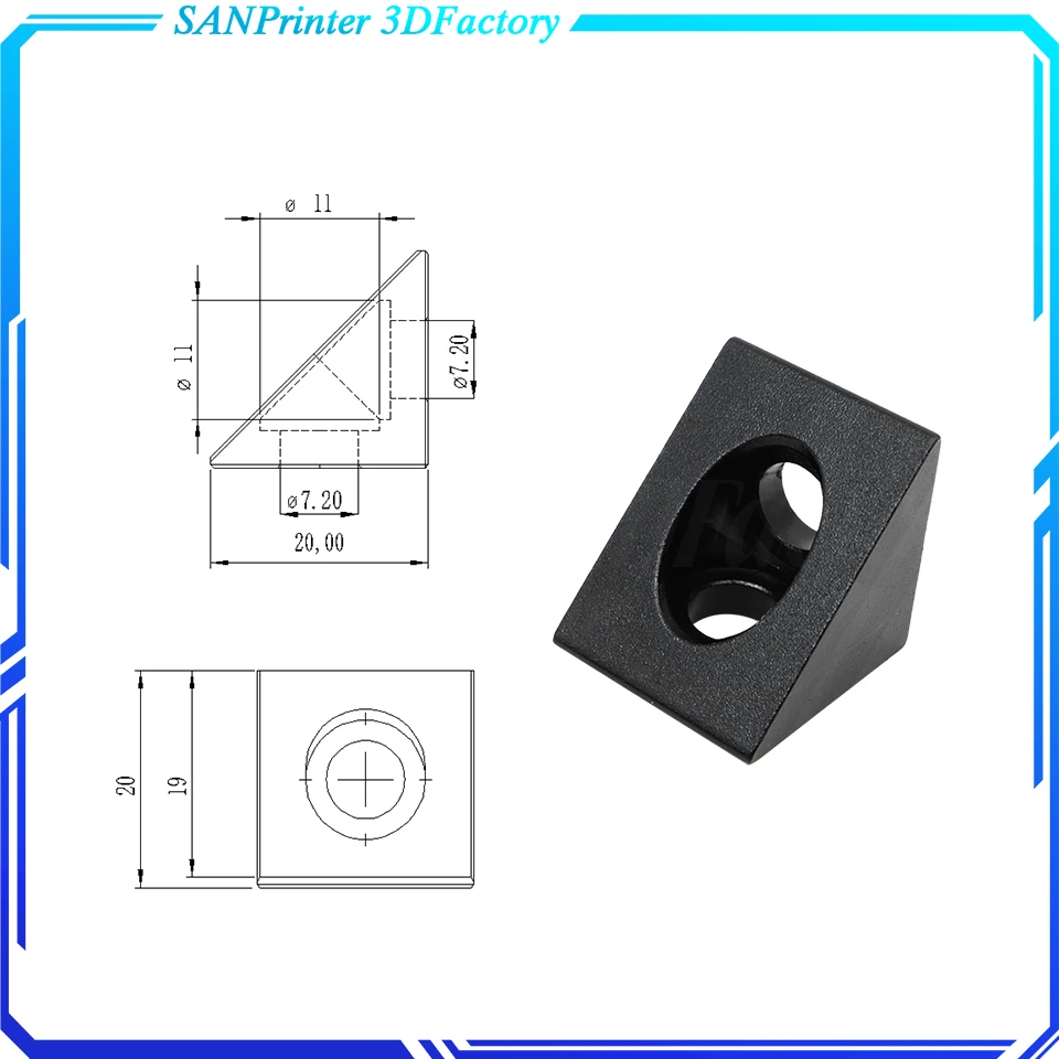 2020 Aluminum Profile Corner Connector V-slot 90 Degree Angle Bracket For V-Openbuildd Opensource CNC Mill 3D Printer DIY Parts