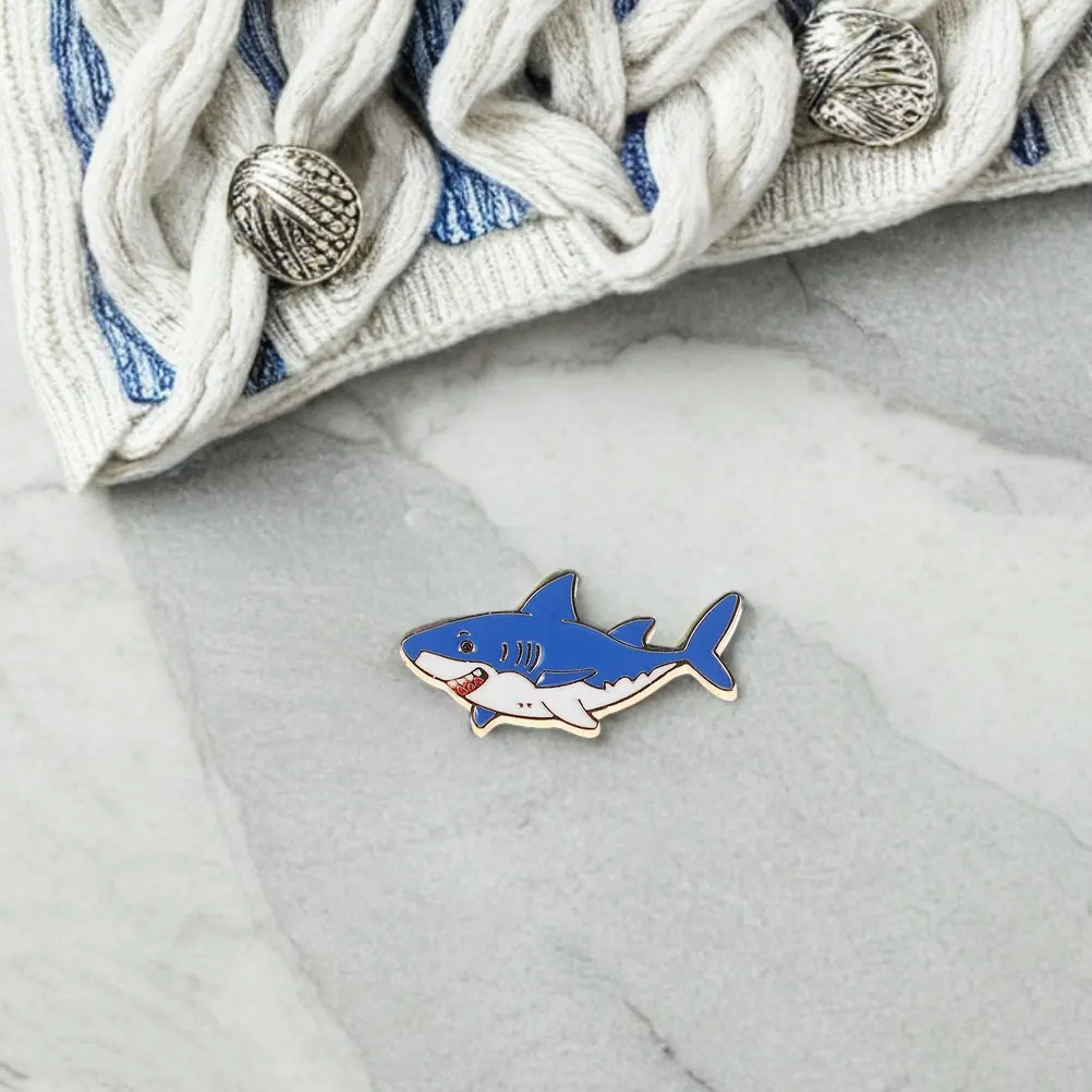 

3Pcs Cartoon Shark Lapel Pins Zinc Alloy Marine Life Accessories Cute Ocean Animal Pins for Jacket Hat Backpack