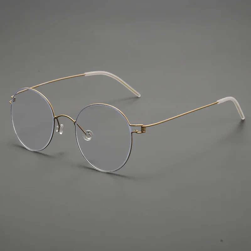 إطار نظارة مستدير من التيتانيوم بدون براغي عالي الجودة مع عدسة حجب الضوء الأزرق للرجال نظارات خفيفة الوزن 4.8 جرام #3
