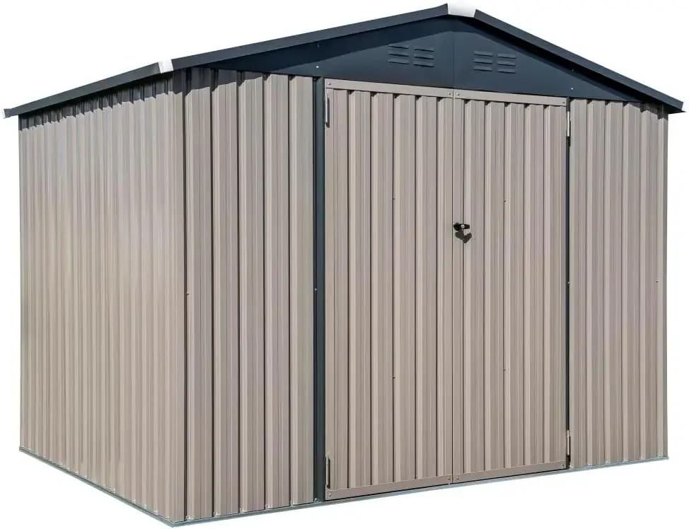 

5x3/6x4/8x6/8x8FT Metal Outdoor Galvanized Steel Storage Shed with Swinging Double Lockable Doors,Large Capacity,Multiple Colors