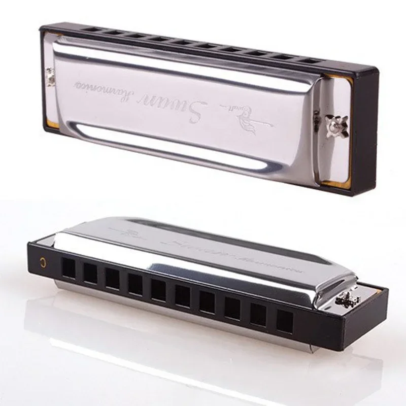 D19 New Silver Swan Harmonica 10 Holes Key of C for Blues Rock Jazz Folk Harmonicas Armonica G Professionale