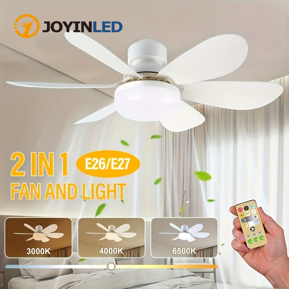 

1pcs Smart LED Chandeliers Fans Remote Control 6 Blades Adjustable Brightness Dimmable Ceiling Fan Lights E26/E27 Base Fan Lamps