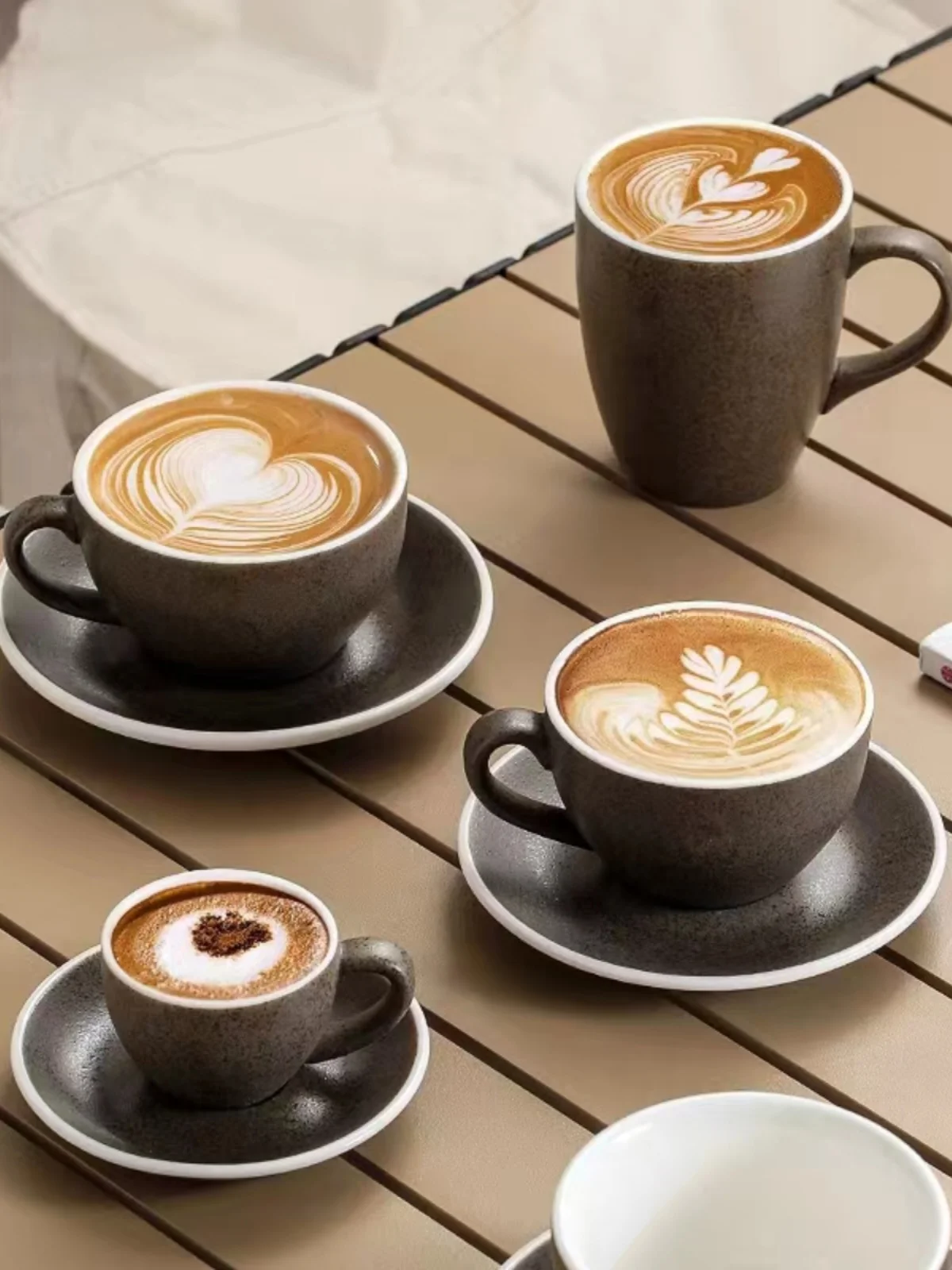75/250/300/350/450ml Coffee Cup and Plate Set Ceramic Vintage Concentrated Standard Latte Cup Personalized Creativity Cup Dish