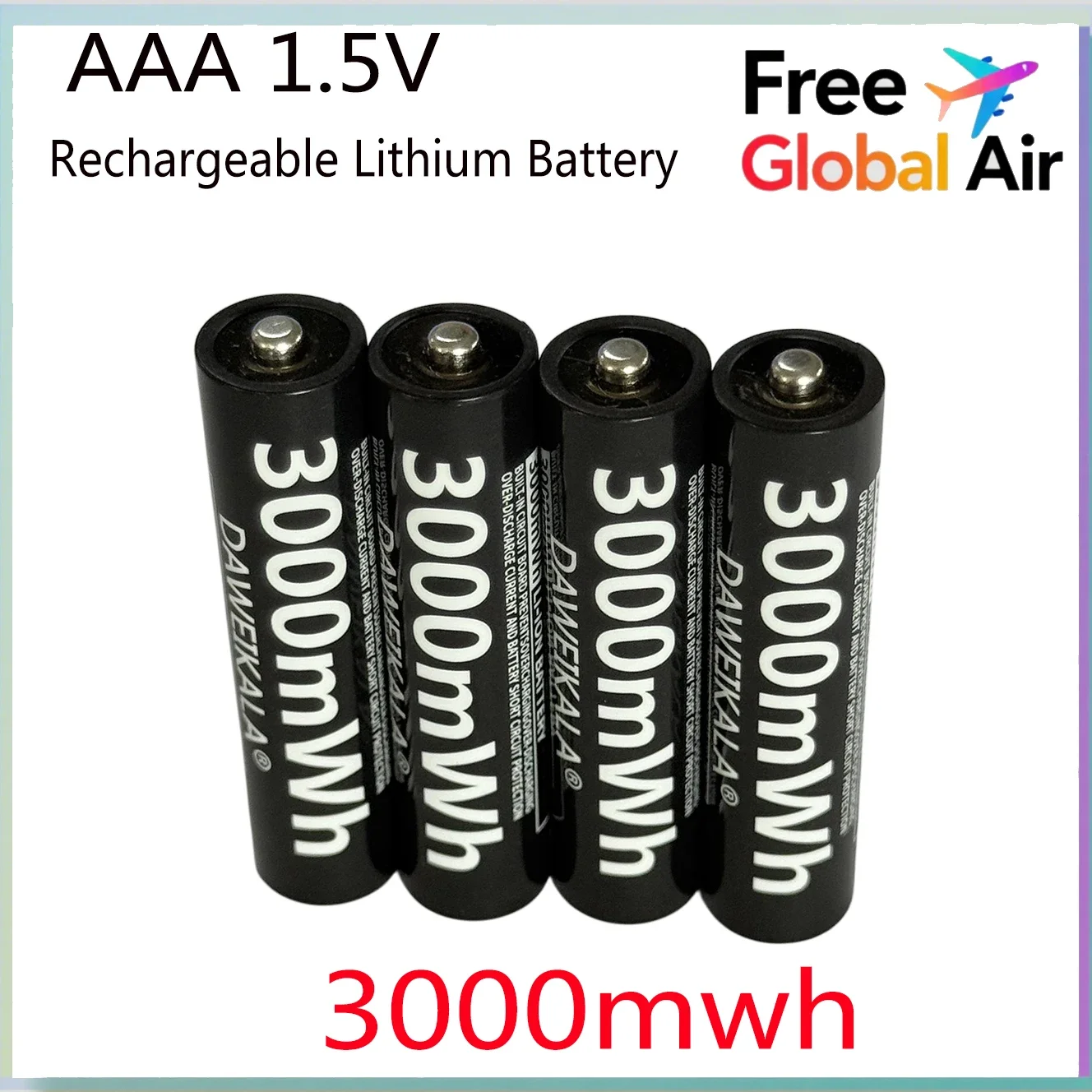 3000mWh 1.5V AAA Battery Rechargeable Li-Ion Battery 2000+ Cycles for Mouse Flashlight Fan Game Machine