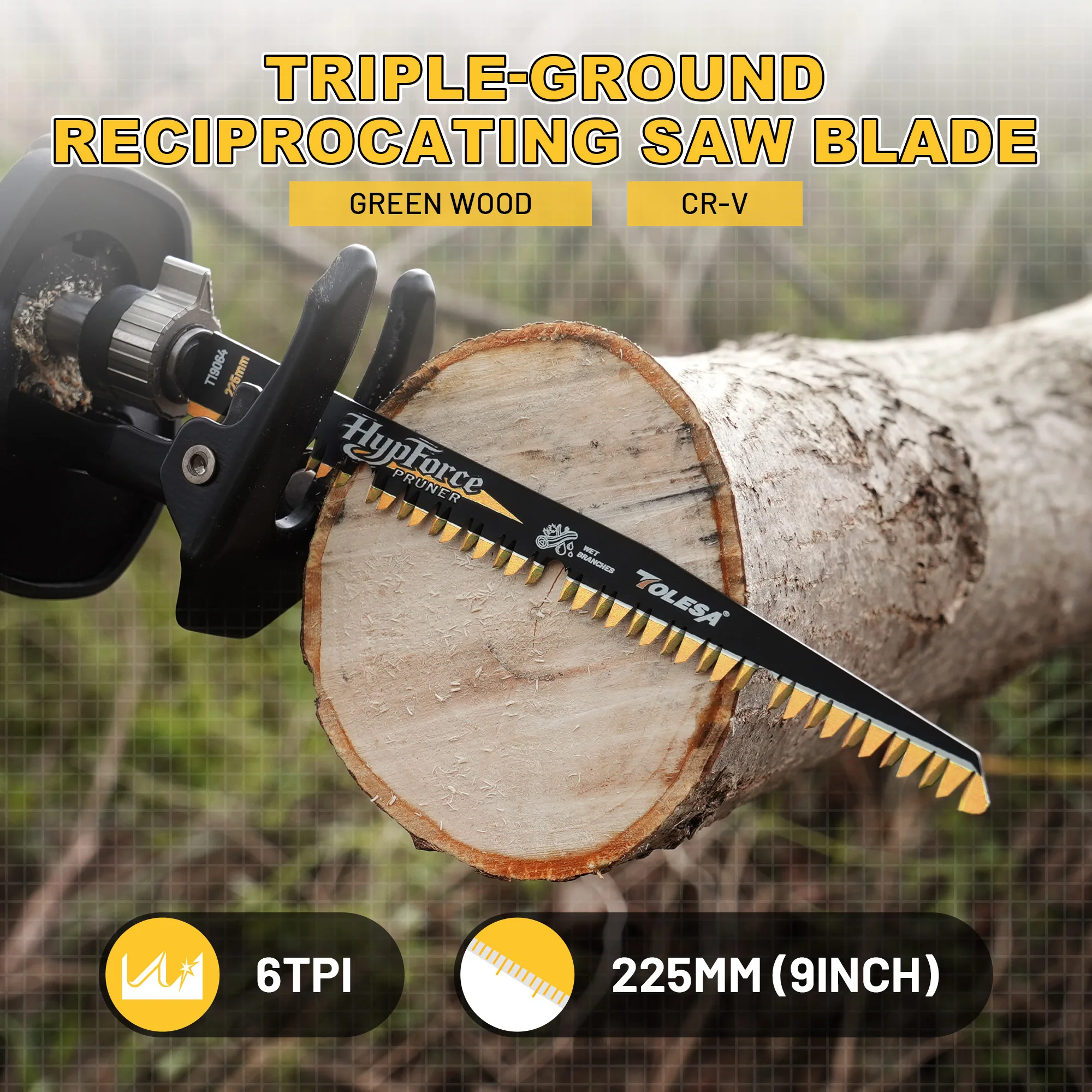 TOLESA 12-Inch Reciprocating Saw Blades – 6TPI Japanese Teeth For Wet Wood Pruning, Triple Ground With U-Groove (3-Pack)
