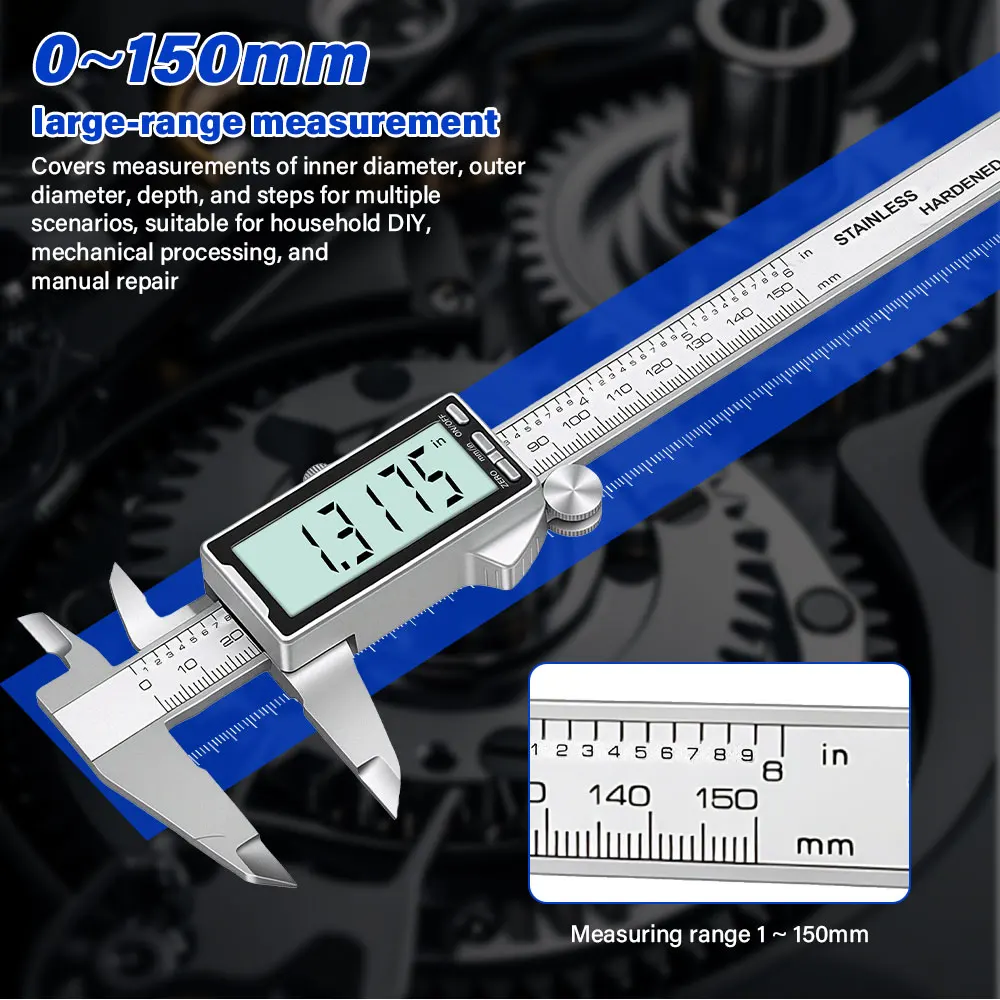 New 150mm 6 Inch Stainless Steel Digital Vernier Caliper Messschieber Paquimetro Measuring Tool Ruler Measuring Instrument