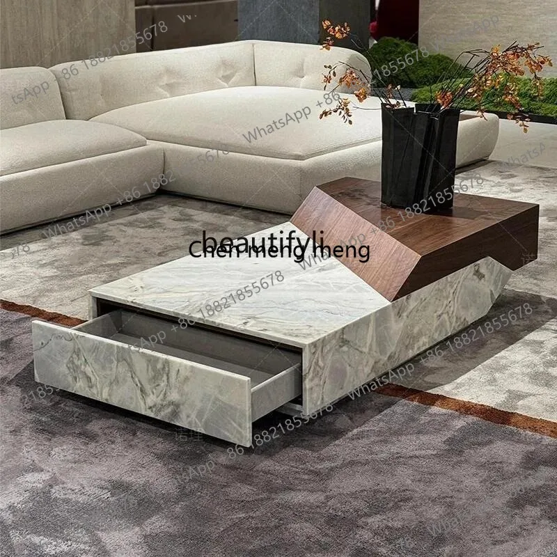 Natural marble high-end Italian minimalist Nordic designer living room home creative architecture coffee table