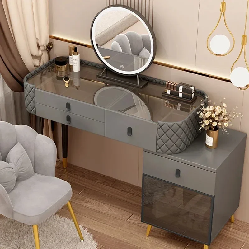 Drawer Chair Dressing Table Makeup Container Mirrors Led Lights Dressing Tables Organizer Shelf Coiffeuse Furniture Makeup