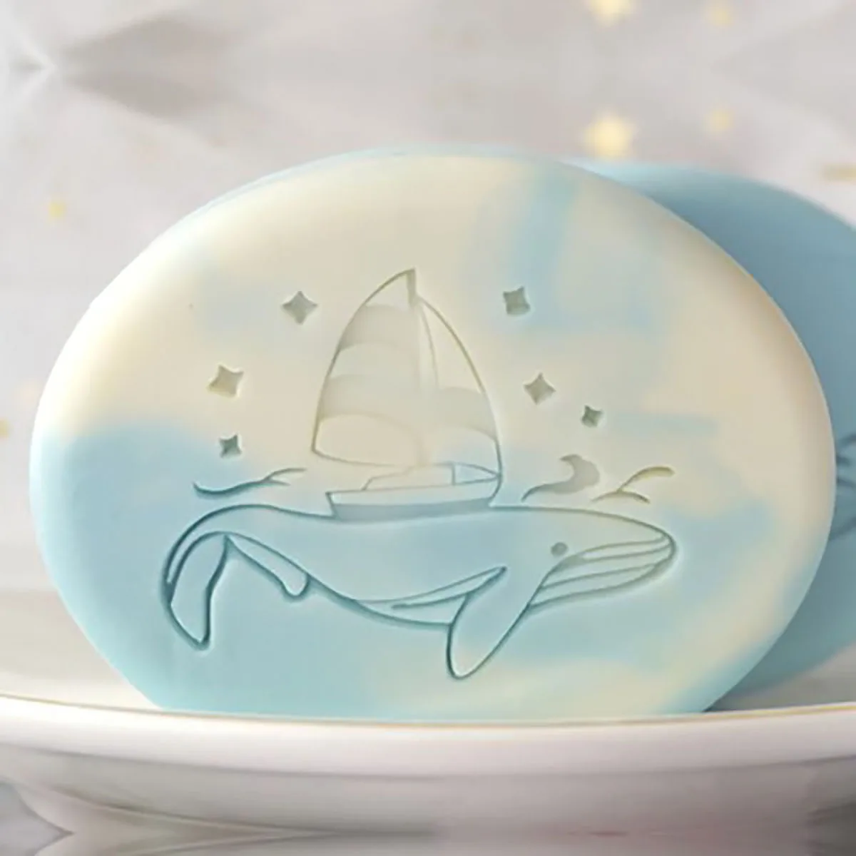 Exquisite Acrylic Soap Seal, Ocean Harmony between Men and Nature, Whale Sailboat Pattern