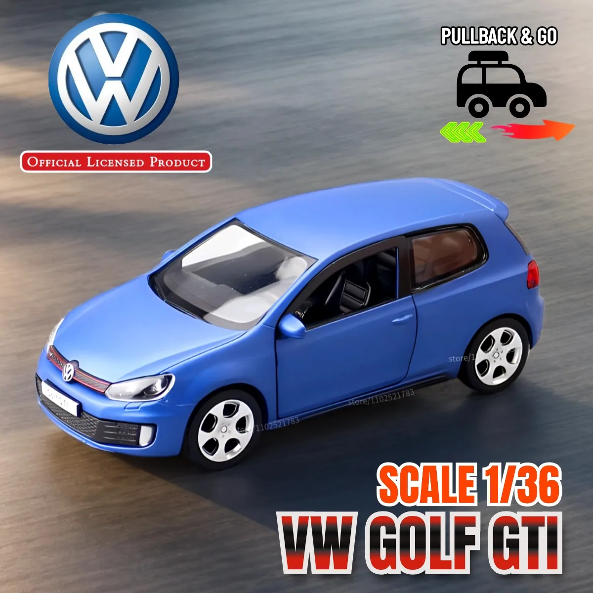 1:36 Car Model Replica VW Golf GTI Scale Metal Diecast Miniature Art Vehicle Collection Hobby Xmas Gift Boy Friend Toy