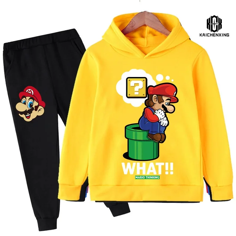 2024 Super Mario Bros. Kids Sweatshirt Long Pants Coat Casual Boys Girls Long Sleeved Cute Hoodie Kids Pullover Sweatshirt