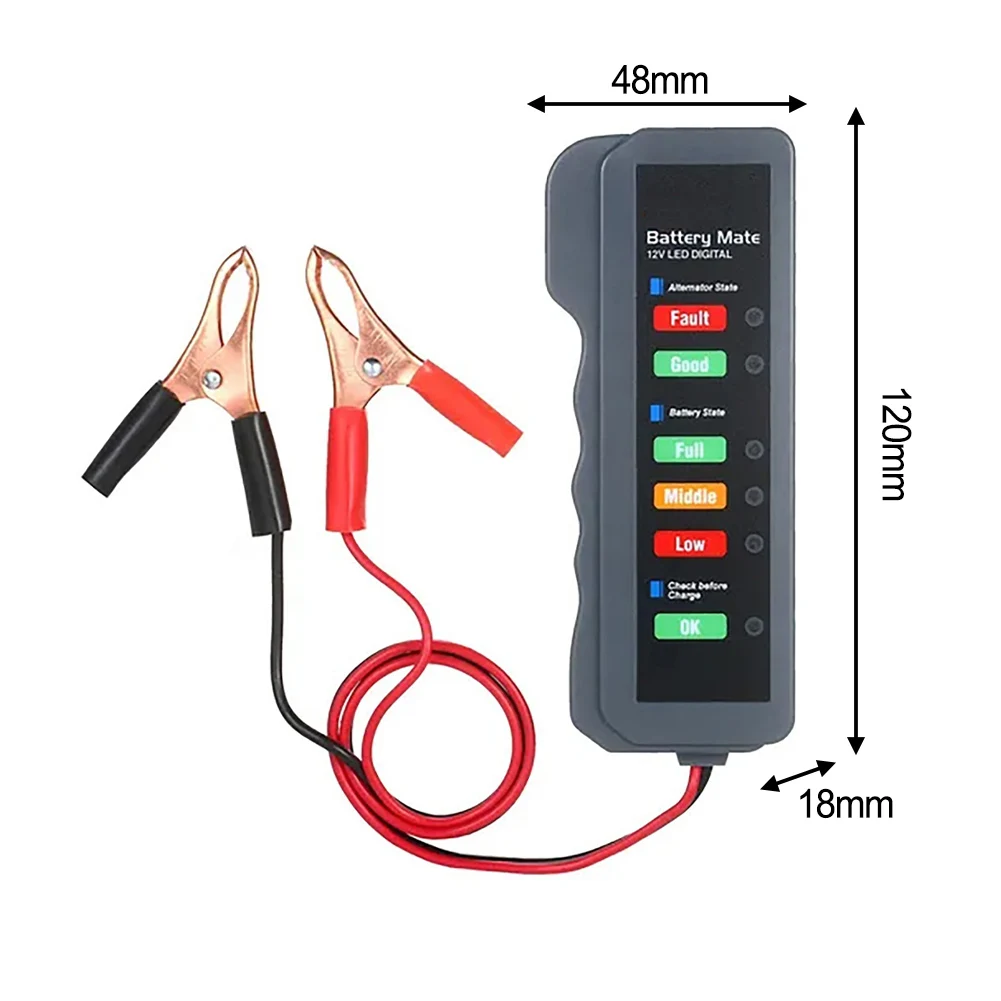 1pc 12V Car Battery Tester LED Digital Display Car-Jumper Wire Battery Testing Car Diagnostic Tool Car Analyzer Digital Monitor