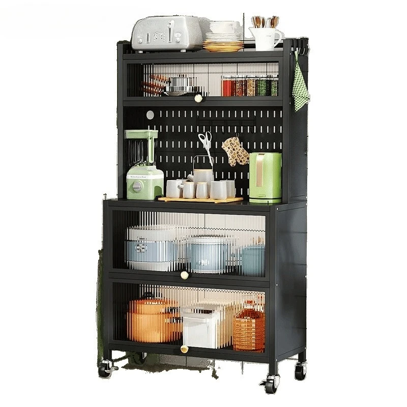 

Living room dining side cabinet, kitchen hole board, storage rack, floor-to-ceiling multi-layer with cabinet door, thickened