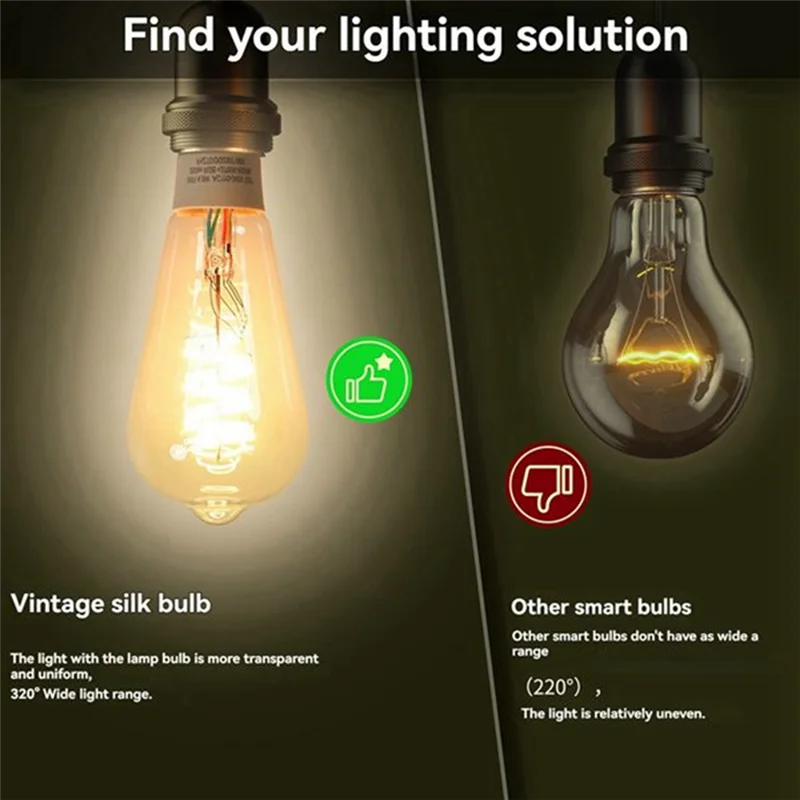 

Нежная текстура-2 шт. Tuya Smart Wi-Fi лампы ST64 светодиодный светильник 16 миллионов RGB с изменением цвета 2700K-6500K с регулируемой яркостью для Google