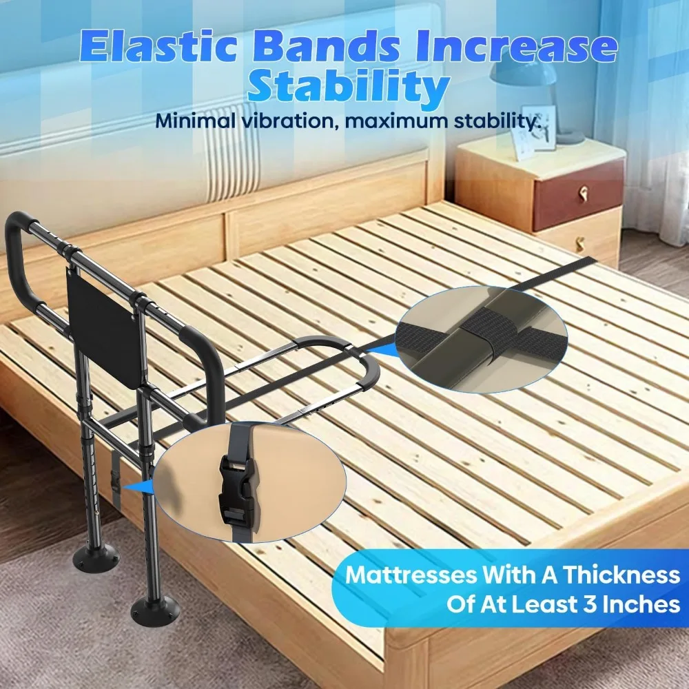 Adjustable Bed Safety Rail for Seniors with Non-Slip Handle, 400lb Capacity, Fits All Bed Sizes