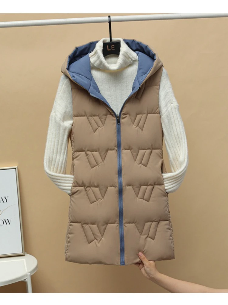 

New Zipper Down Cotton Vest Women Autumn Winter Short Loose Casual Waistcoat Women Clothing Sleeveless Jacket Top Solid Vintage