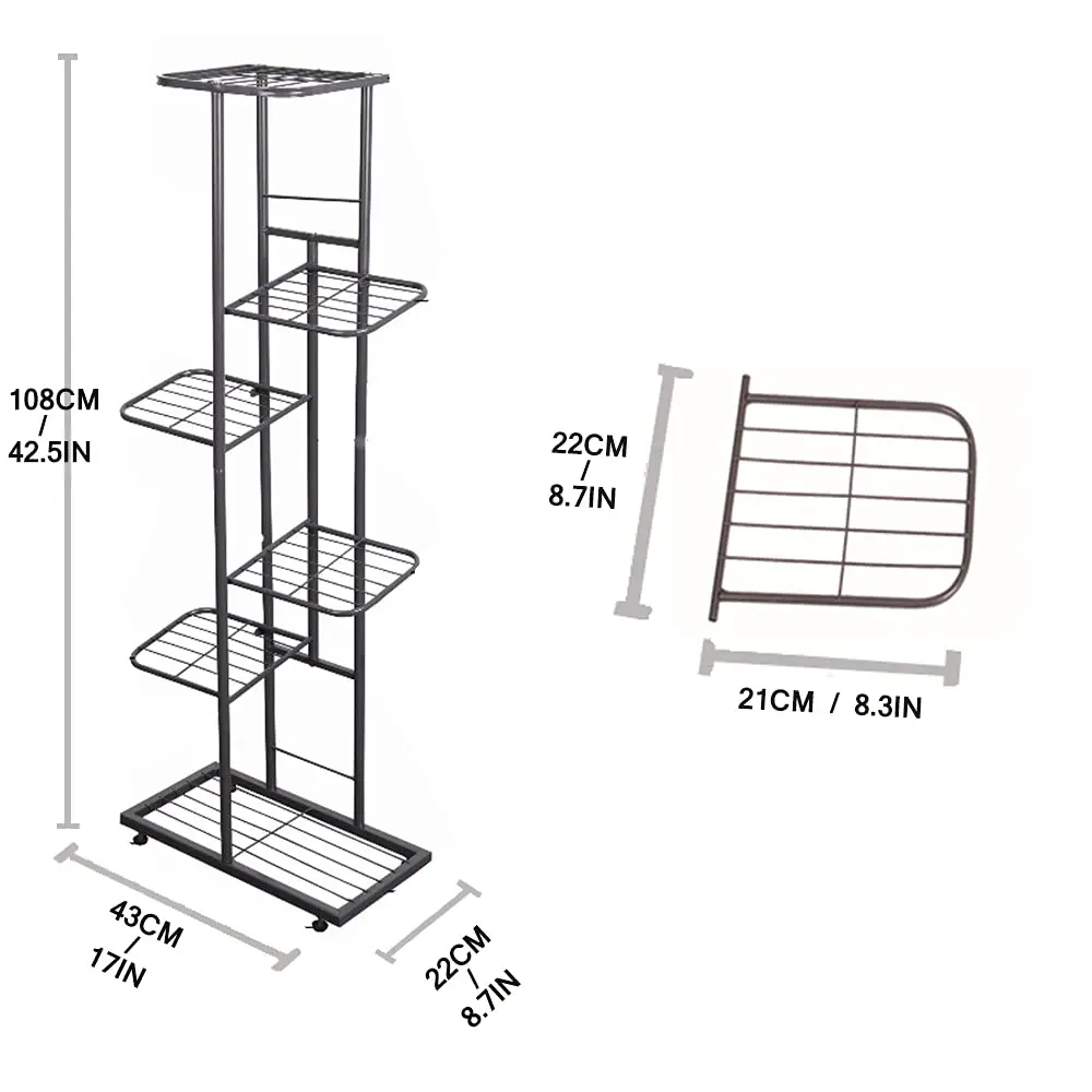 Metal 6 Tier Plant Stand Holder Multiple-layer Flower Pot Shelve Planter Shelf Display Rack Storage Organizer for Indoor Balcony