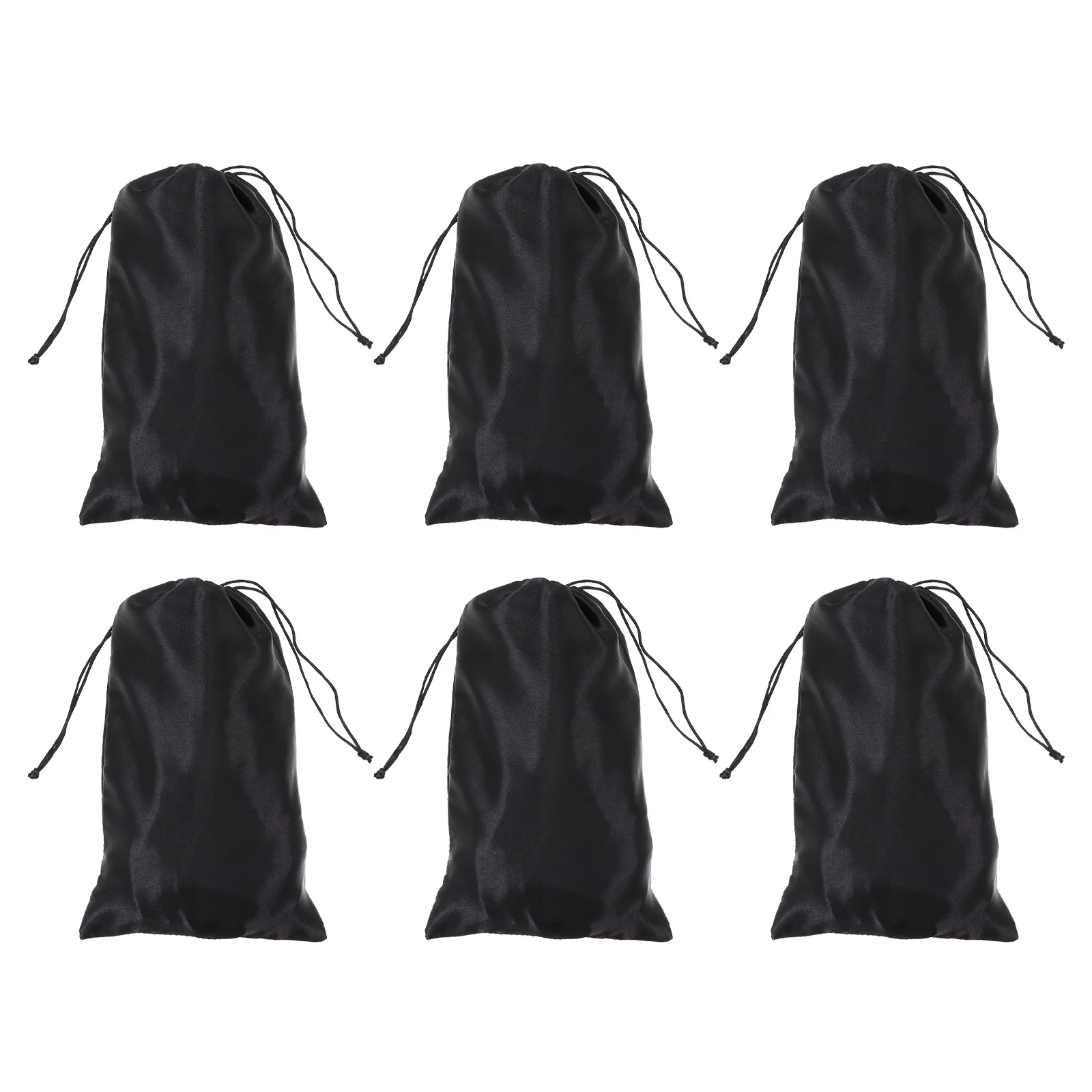 

6pcs Silky Satin Bags Drawstring Closure Lightweight Storage Pouch For Hair Extensions Travel Carry Organizer Bag