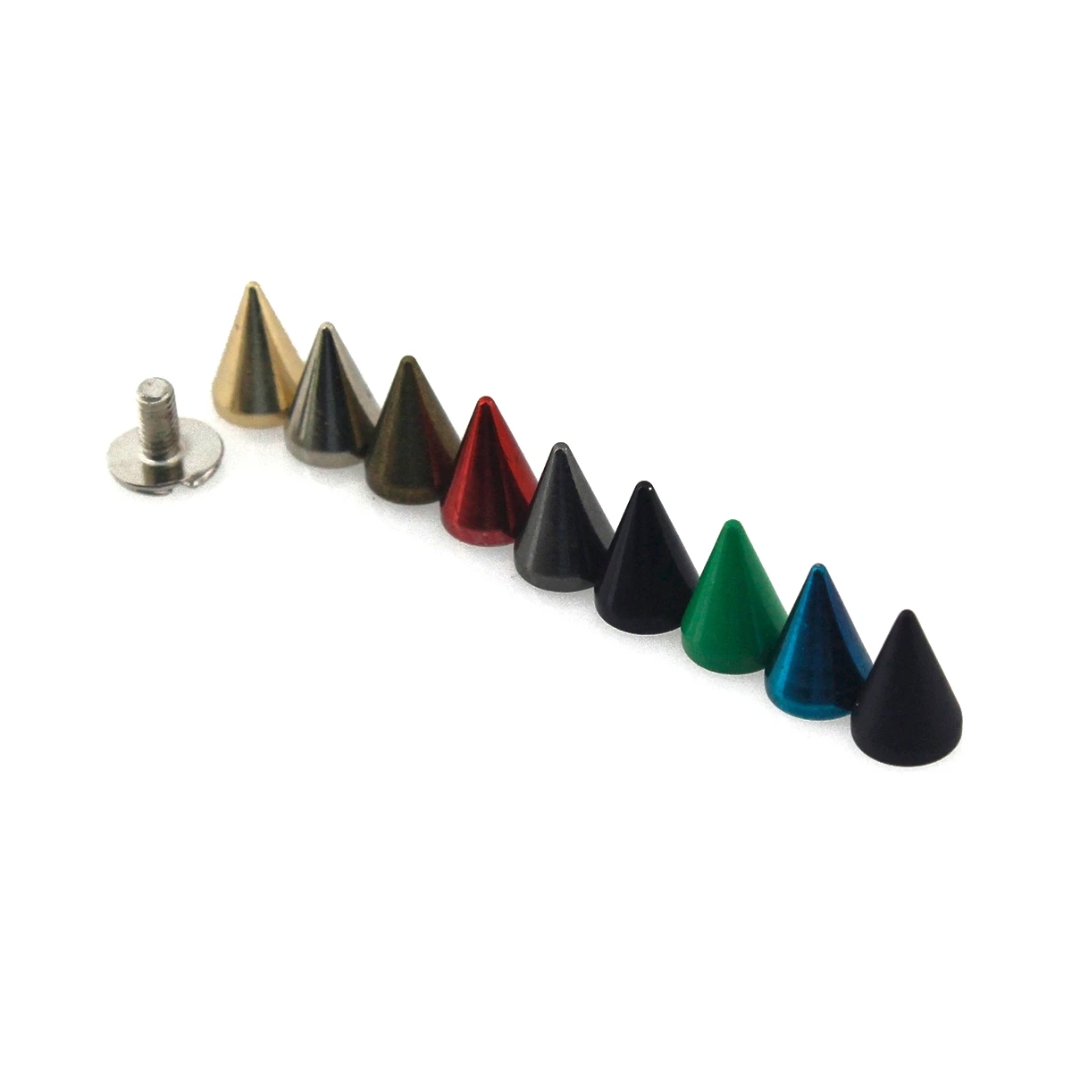 10pcs More Color Brass Bullet Cone Spike Punk Screwback Studs Bag Clothes Leather Craft Phone Case Diy Decor Accessories