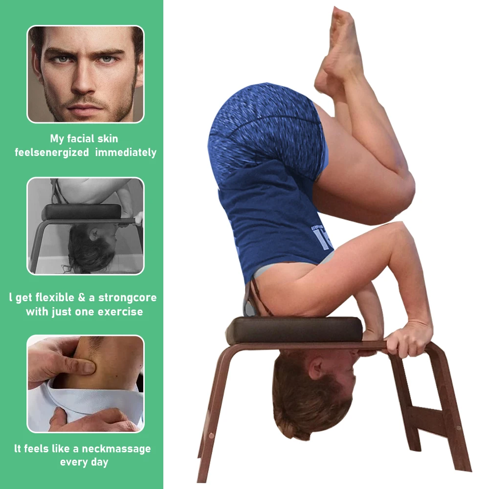 Factory  High Quality Headstand Trainer Bench, Yoga Inversion Bench with Wood Frame and PU Pads for Family