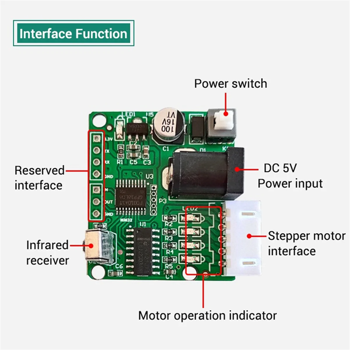 赤外線リモコンステッピングモータードライバーボード、28byj48、dc 5v、uln2003、diy、x64a