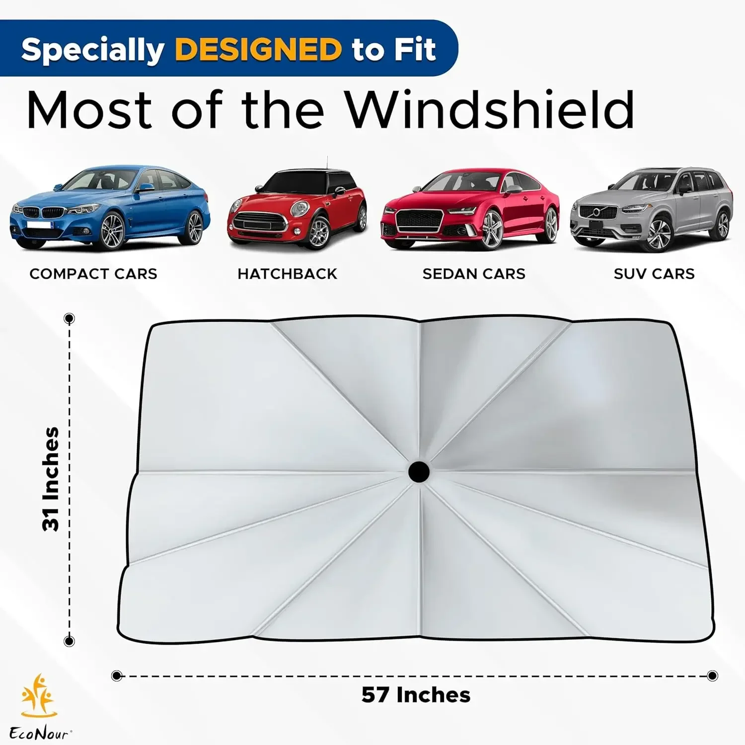 Car Windshield Sun Shade Umbrella Foldable Car Umbrella Sunshade Cover UV Block Car Front Window Heat Insulation Protection