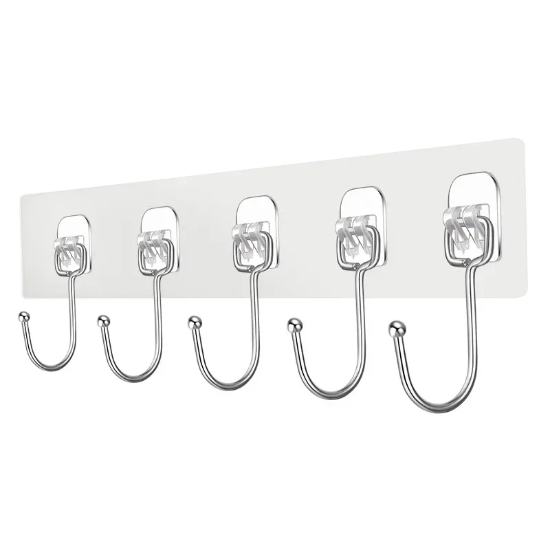 Strong Adhesive Wall Hooks Transparent Door Wall Hangers for Kitchen Bathroom Organizer Storage Hook Towel Clothes Key Holder