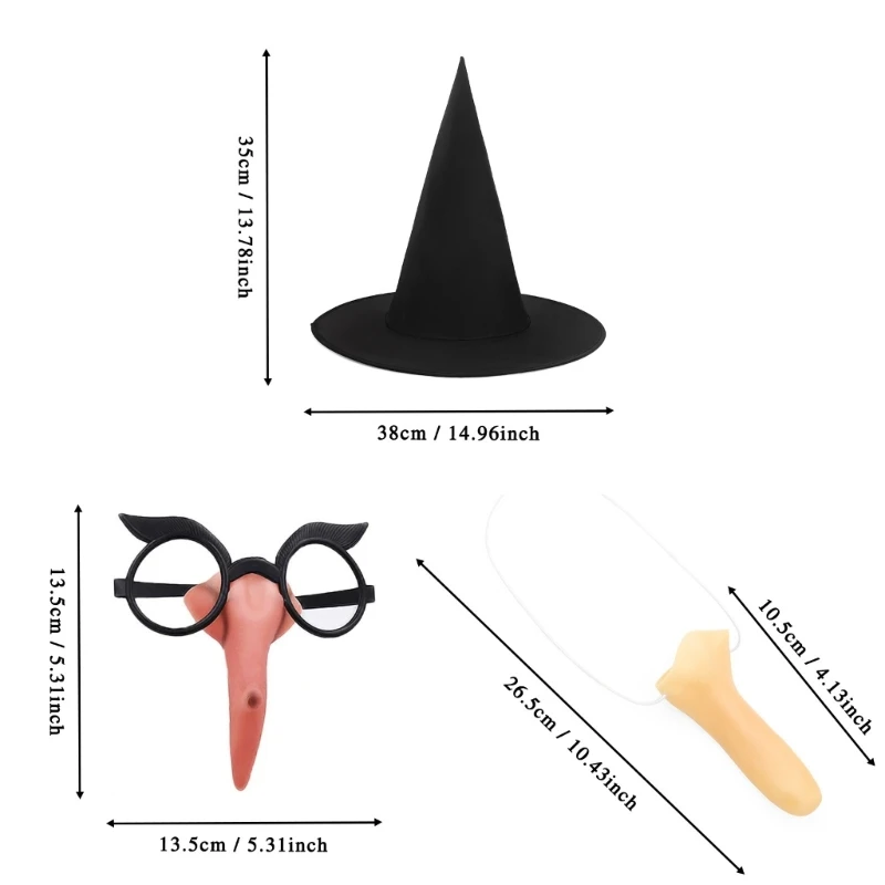 Chapéu bruxa feminino com acessório fantasia bruxa artificial para mulheres cosplay
