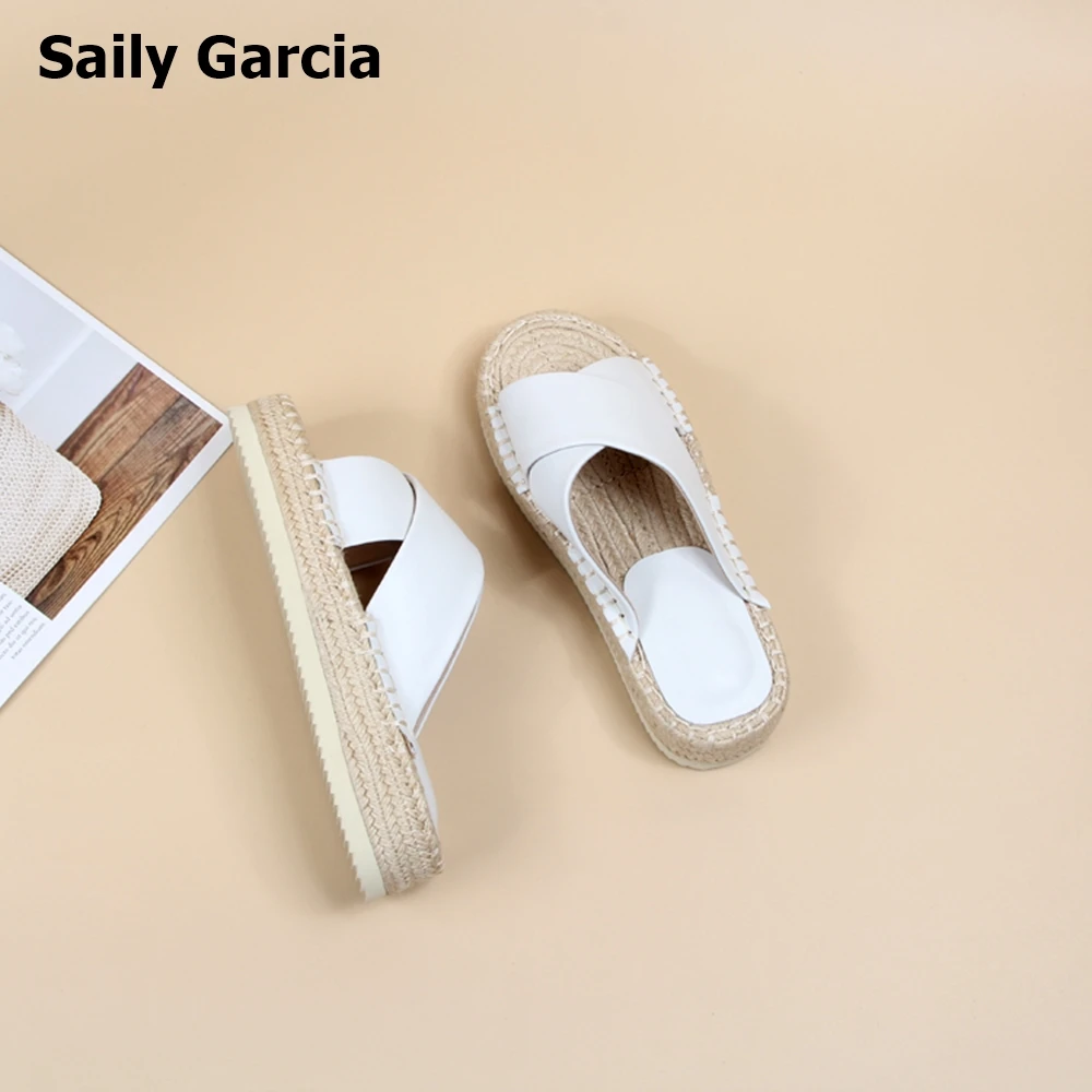 Green Cross Belt Shallow Flat Espadrilles 2023 Summer New Arrival Simple Casual Shoes Round Toe Hollow Breathable Women Sandals