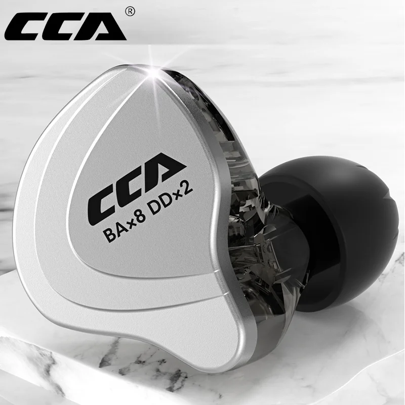 Słuchawki HiFi CCA-C10 z technologią hybrydową 4BA+1DD, słuchawki do muzyki, sportu i gier, odłączany kabel 2pin 0.75mm, przewodowe słuchawki douszne.