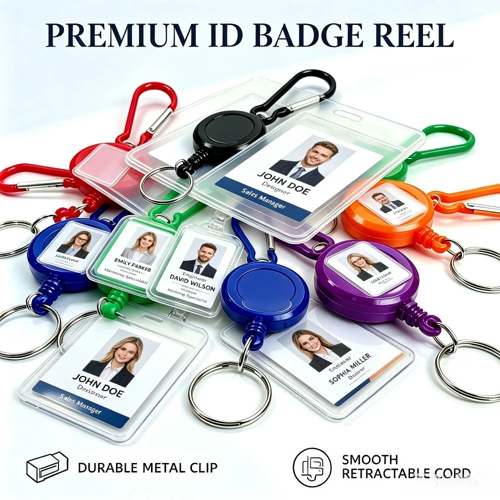 1Pc Retractable Badge Reel Easy To Pull Keychain for Working Permit ID Pass Work Card Holder Accessories Clip Fishing Keychain