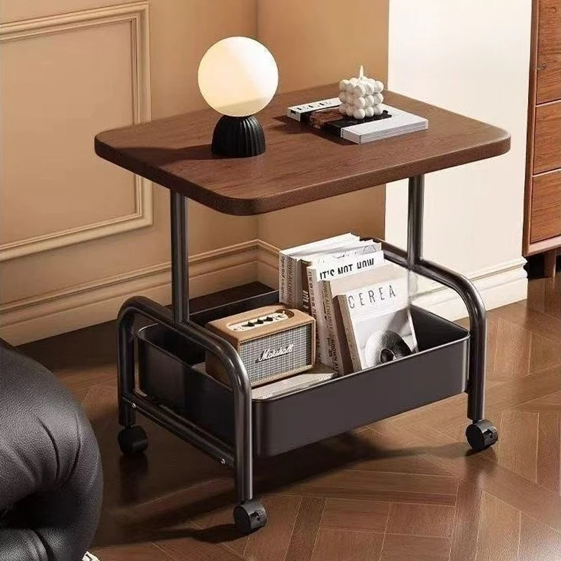 Mobile Home Coffee Table, Small Cart Side Table Living Room Sofa, Bedroom Storage with Roller Rack Small Table Coffee Tables