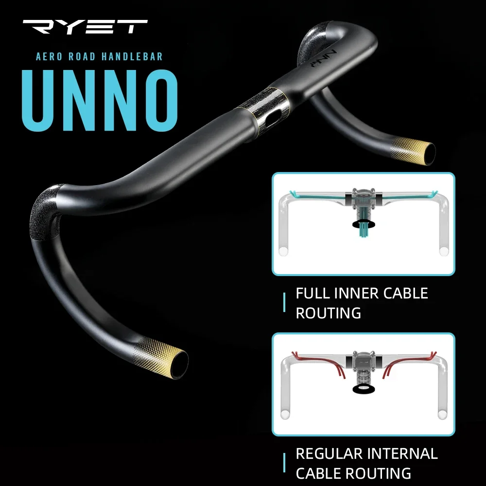 

2024 Ryet UNNO Carbon Fiber Road Handlebar Bicycle Bent Drop Handle Bar 31.8mm Inner Routing Ud Matte Cycling Bike Accessories
